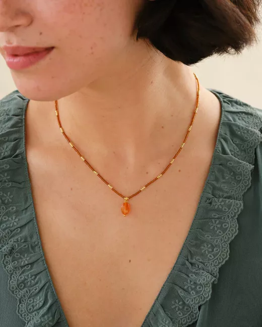 Wishing Rose Quartz Necklace Gold Colored