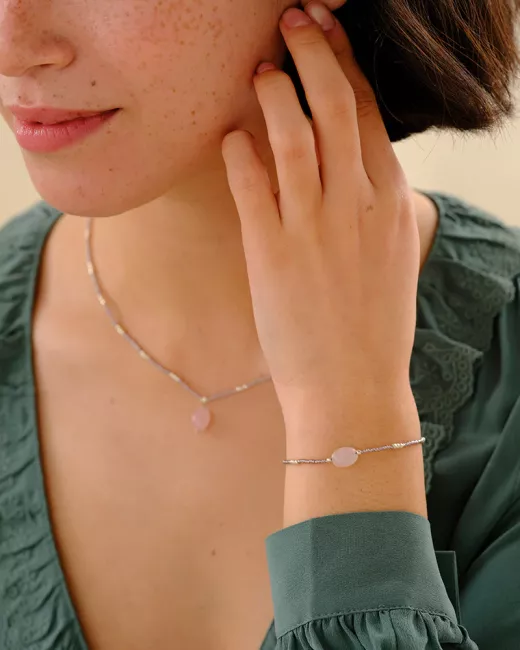 A Beautiful Story - Bracelet Wanting Quartz rose Silver
