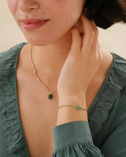 Wishing Aventurijn Ketting Goudkleurig