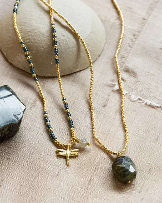 Honored Zwarte Onyx Ketting Goudkleurig