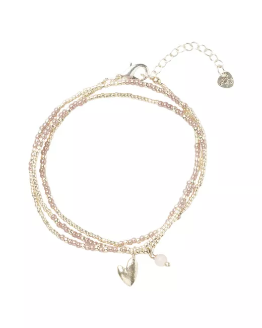 Honored Rose Quartz Necklace Gold Colored