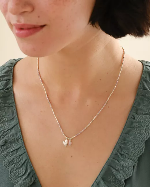 Honored Rose Quartz Necklace Gold Colored