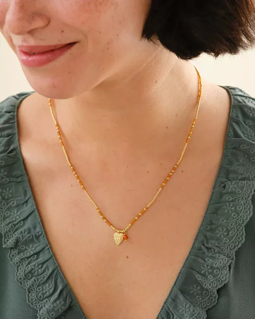 Honored Rose Quartz Necklace Gold Colored