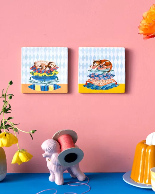 Handcrafted decorative ceramic tiles 10x10cm