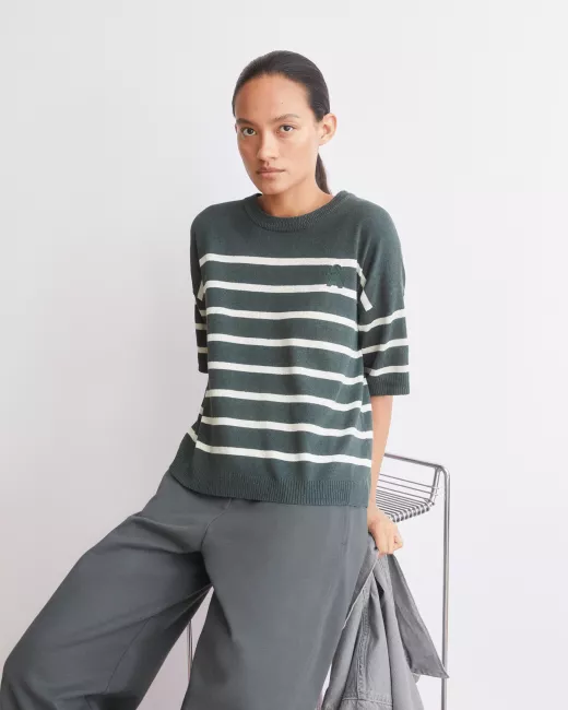 Armedangels - Pull coupe ample LIZAA LINO STRIPES