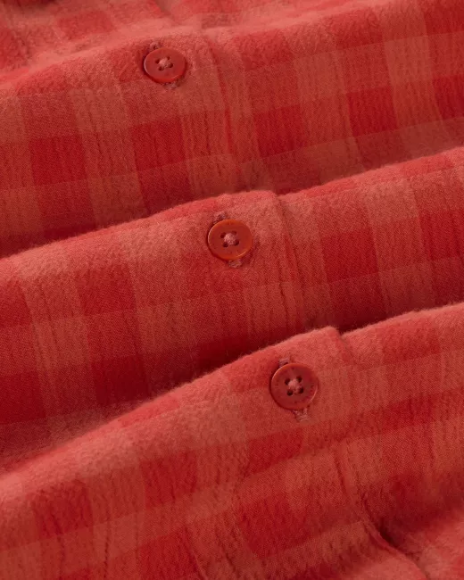 THINKING MU - Blouse RED CHECKS SEERSUCKER ANE