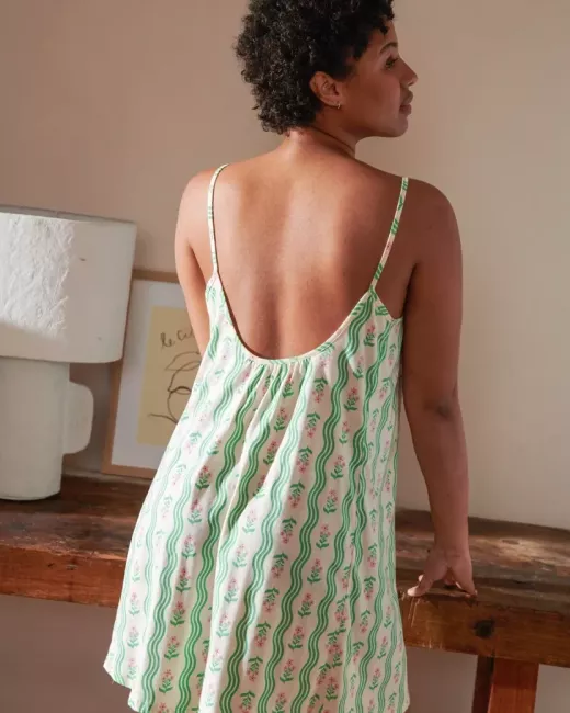 Long organic cotton pajama - Vagues Provençales