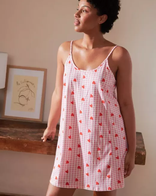 We are Jolies - Nuisette en coton bio Vichy Coeurs Rose