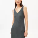 Linen-blend midi dress