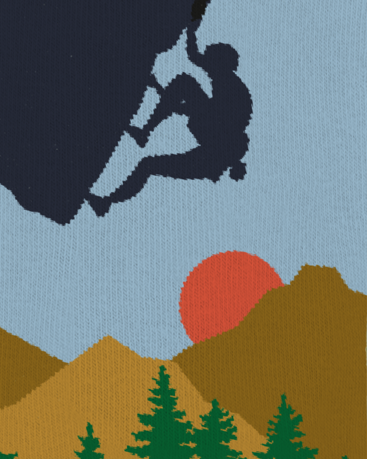 A-DAM - Chaussettes en coton bio Navy Climbing Rock