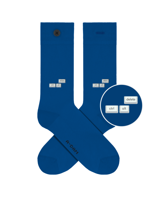 A-DAM - Chaussettes en coton bio Blue CTRL ALT DEL