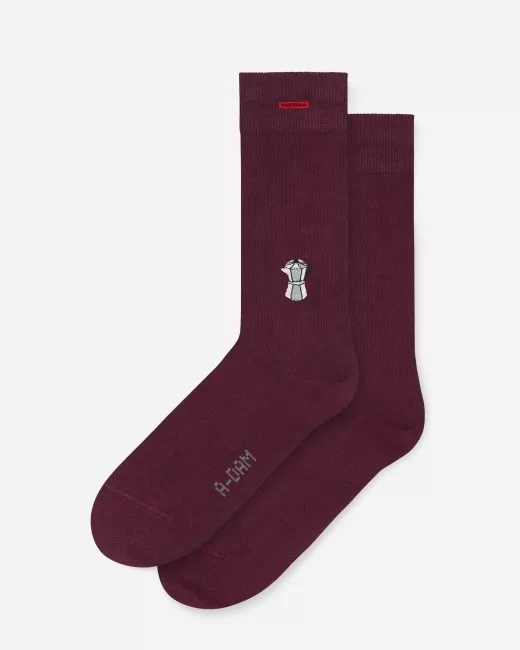 A-DAM - Chaussettes en coton bio Percolator Burgundy