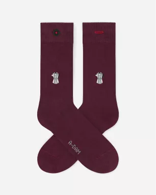 A-DAM - Chaussettes en coton bio Percolator Burgundy