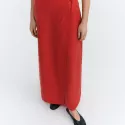 Selina long red cupro skirt