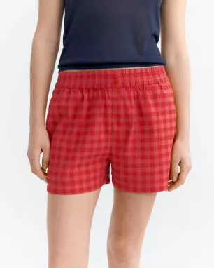 Short ORANGERED CUADRITO GERANIO