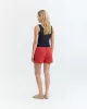 THINKING MU - Short en seersucker rouge Geraldine