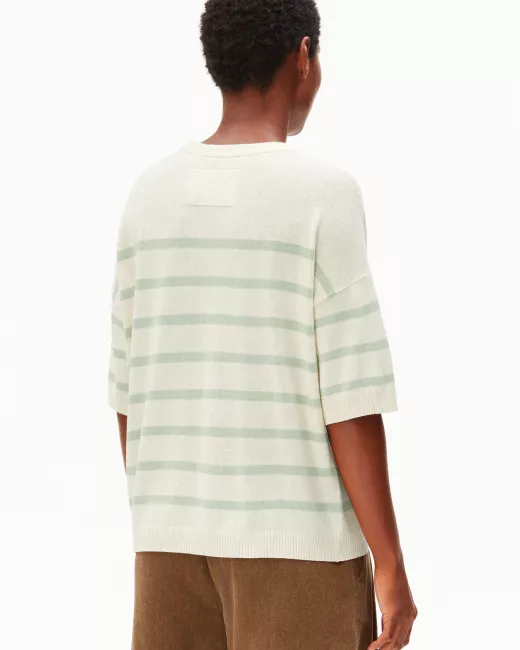Armedangels - Striped navy short-sleeved sweater LIZAA LINO STRIPES