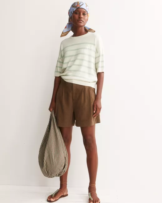 Armedangels - Striped navy short-sleeved sweater LIZAA LINO STRIPES