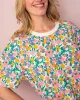 Waffle-textured organic cotton pyjama - Big Flowers