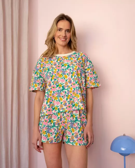 We are Jolies - Pyjama Gaufré en coton bio - Pastel Bloom