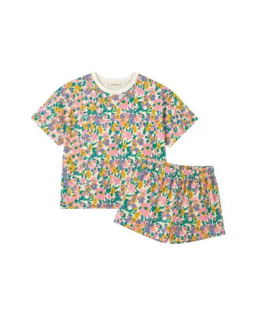 Biologisch katoenen Wafelstructuur pyjama - Big Flowers