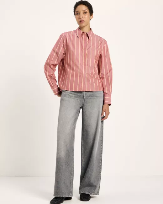 Checked hooded shirt