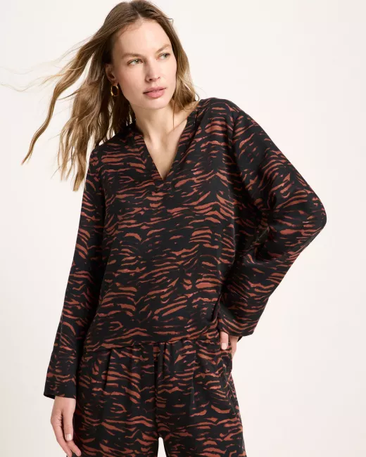 Blouse met gerimpelde zoom