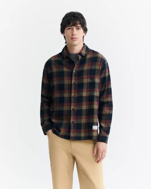 Navy blue overhemd checks Bes
