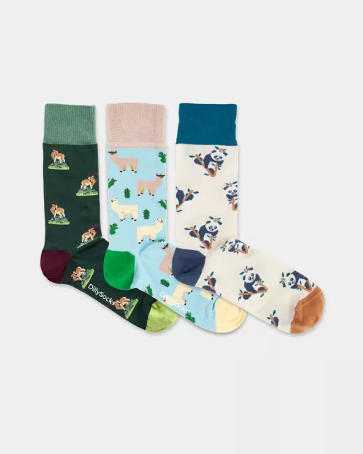 Box 3 pairs of Colourful patterned socks - Animal Adventures