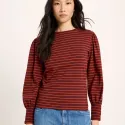 Gestreept shirt met geplooide mouw