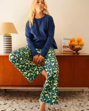 Long organic cotton pajama - Vagues Provençales
