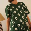 Lang biologisch katoenen pyjama - Dahlia Vert