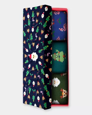 Doos met 3 paar paren Kleurrijke sokken met motief - Cute Animal Crew