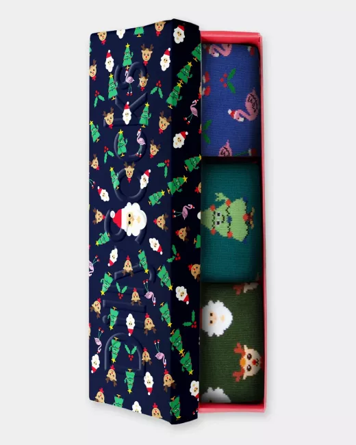 DillySocks - Box de 3 paires de Chaussettes colorées avec motif - Warm Wishes