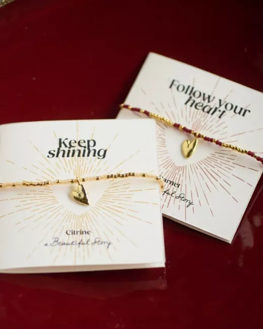 A Beautiful Story - Bracelet Sweetheart Grenat Gold
