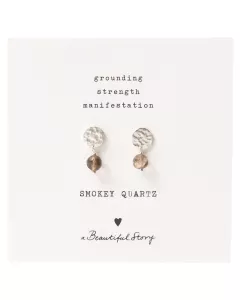 Mini Coin Smokey Quartz Silver Earrings Mini Coin Smokey Quartz Silver Earrings