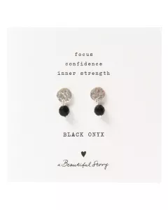 A Beautiful Story - Mini Coin Black Onyx Silver Earrings A Beautiful Story - Mini Coin Black Onyx Silver Earrings