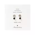 Boucles d’oreilles Mini Coin argentées et Onyx Noir