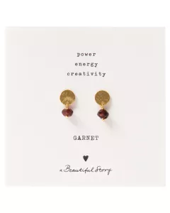 Mini Coin Garnet Gold Earrings Mini Coin Garnet Gold Earrings