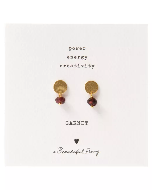 Boucles d’oreilles Mini Coin dorées et Grenat