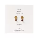 Mini Coin Garnet Gold Earrings