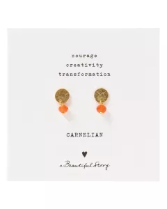 A Beautiful Story - Mini Coin Carnelian Gold Earrings A Beautiful Story - Mini Coin Carnelian Gold Earrings
