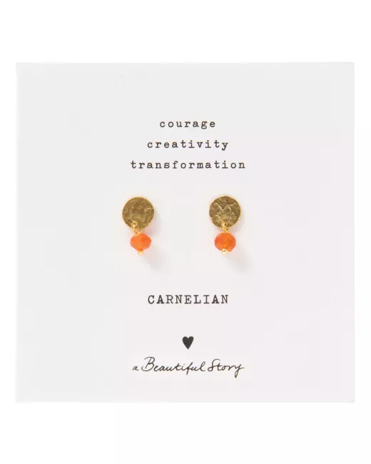 A Beautiful Story - Mini Coin Carnelian Gold Earrings