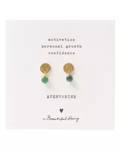 Mini Coin Aventurijn Goud Oorbellen Mini Coin Aventurijn Goud Oorbellen