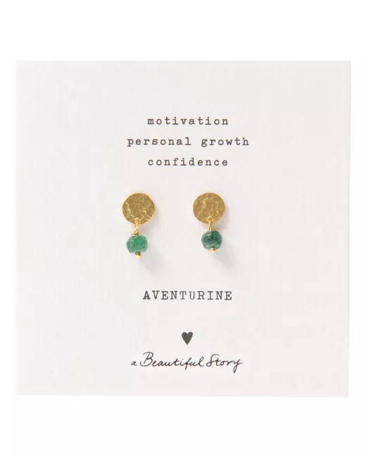 Boucles d’oreilles Mini Coin dorées et Aventurine