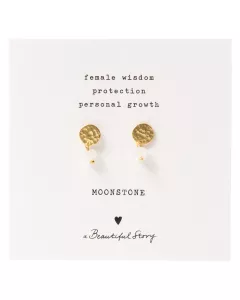 Mini Coin Moonstone Gold Earrings Mini Coin Moonstone Gold Earrings