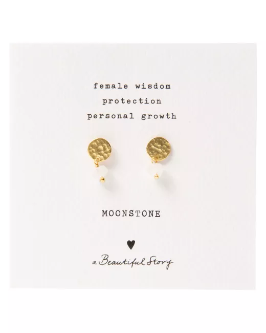 Mini Coin Moonstone Gold Earrings