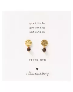 Mini Coin Tiger Eye Gold Earrings Mini Coin Tiger Eye Gold Earrings