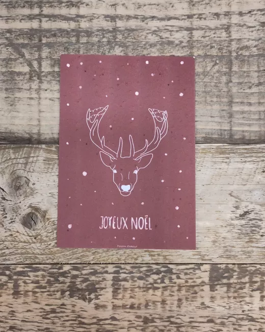 Pousse d’amour – Carte de voeux – Cerf rouge