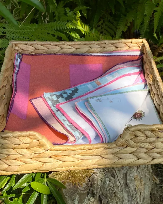 Set of 25 upcycled handkerchiefs